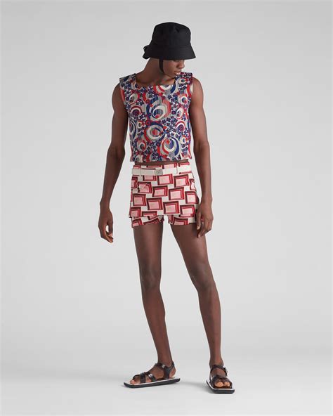 prada jacquard mini shorts|Pink Jacquard knit shorts .